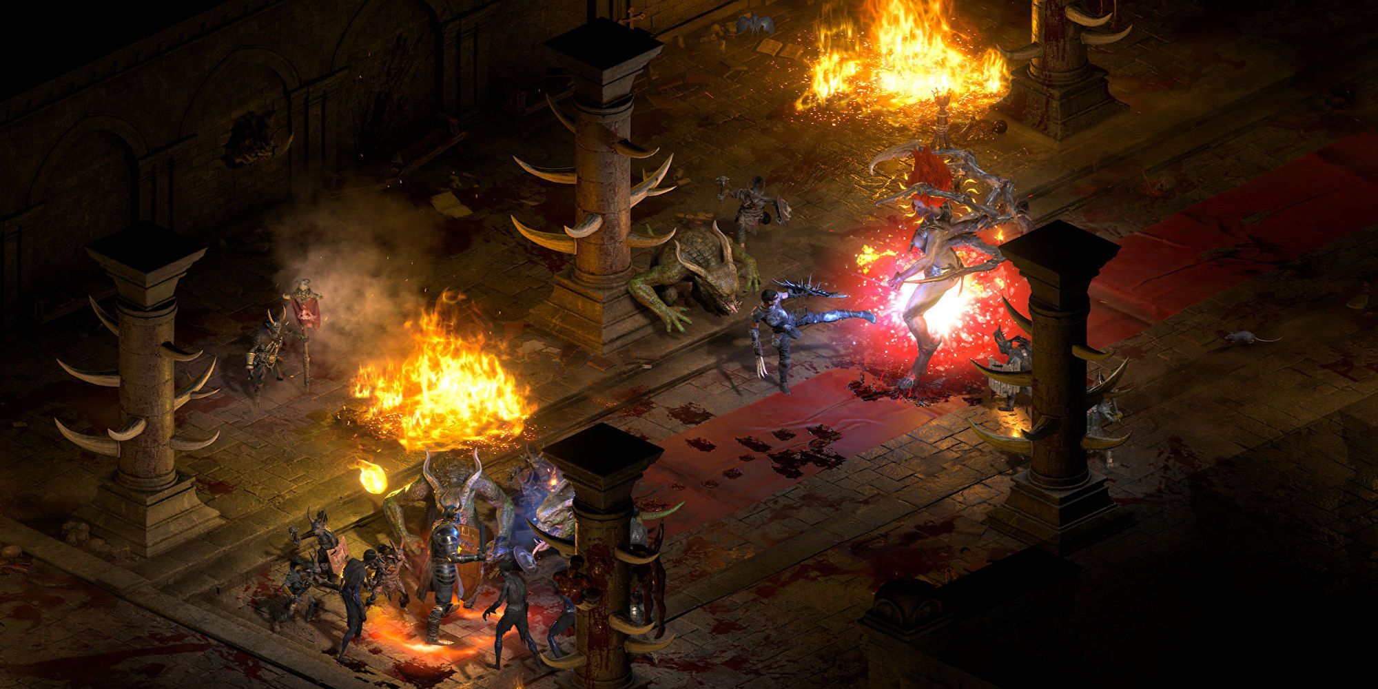 Fighting enemies in Diablo 2 
